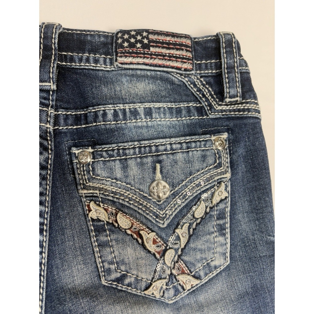 Miss Me Los Angeles Mid Rise Boot Cut Jeans USA Patriot Womens Size 28